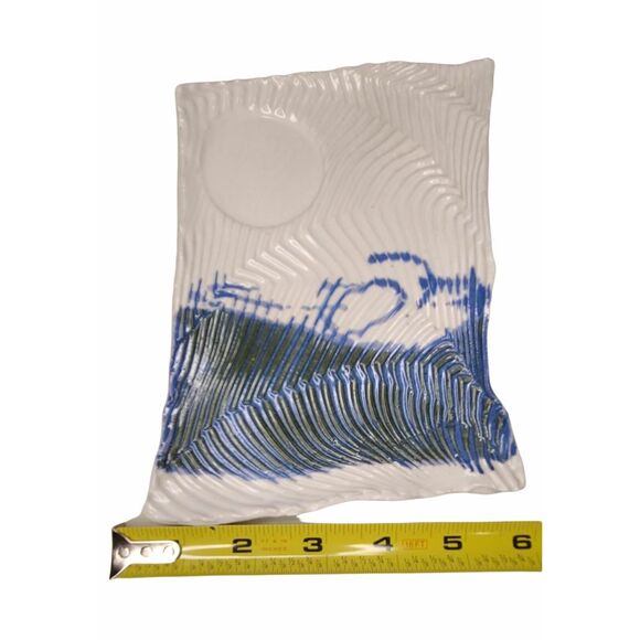 Vintage Studio Pottery Sushi Dish Plate Soy Well Bowl Japani Signed - Picture 7 of 8